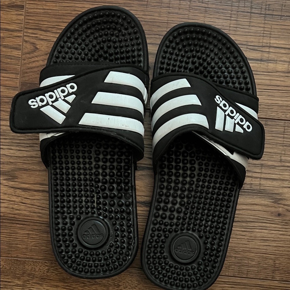 Adidas Black and White Massage Slides